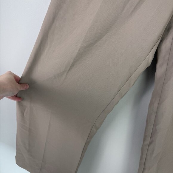 Reiss Petite Elastic Waist Wide Leg Trousers Mink Neutral Beige Pants Size 4R - Picture 4 of 8